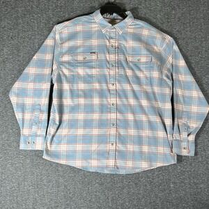 Poncho  Blue Pink Long Sleeve Button Up Relax Fit Shirt  Western Mens Size 2XL